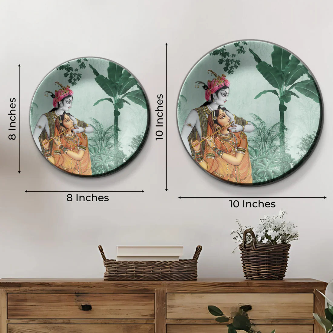 Radha Krishna Wall Plates Décor, set of 3 - India Series